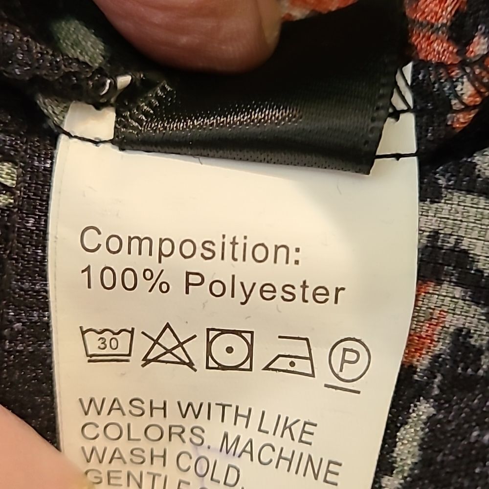 Shein Pinafore Dress, Black with Orange Floral, Zipper down front,Size XL, NWOT - Picture 10 of 10